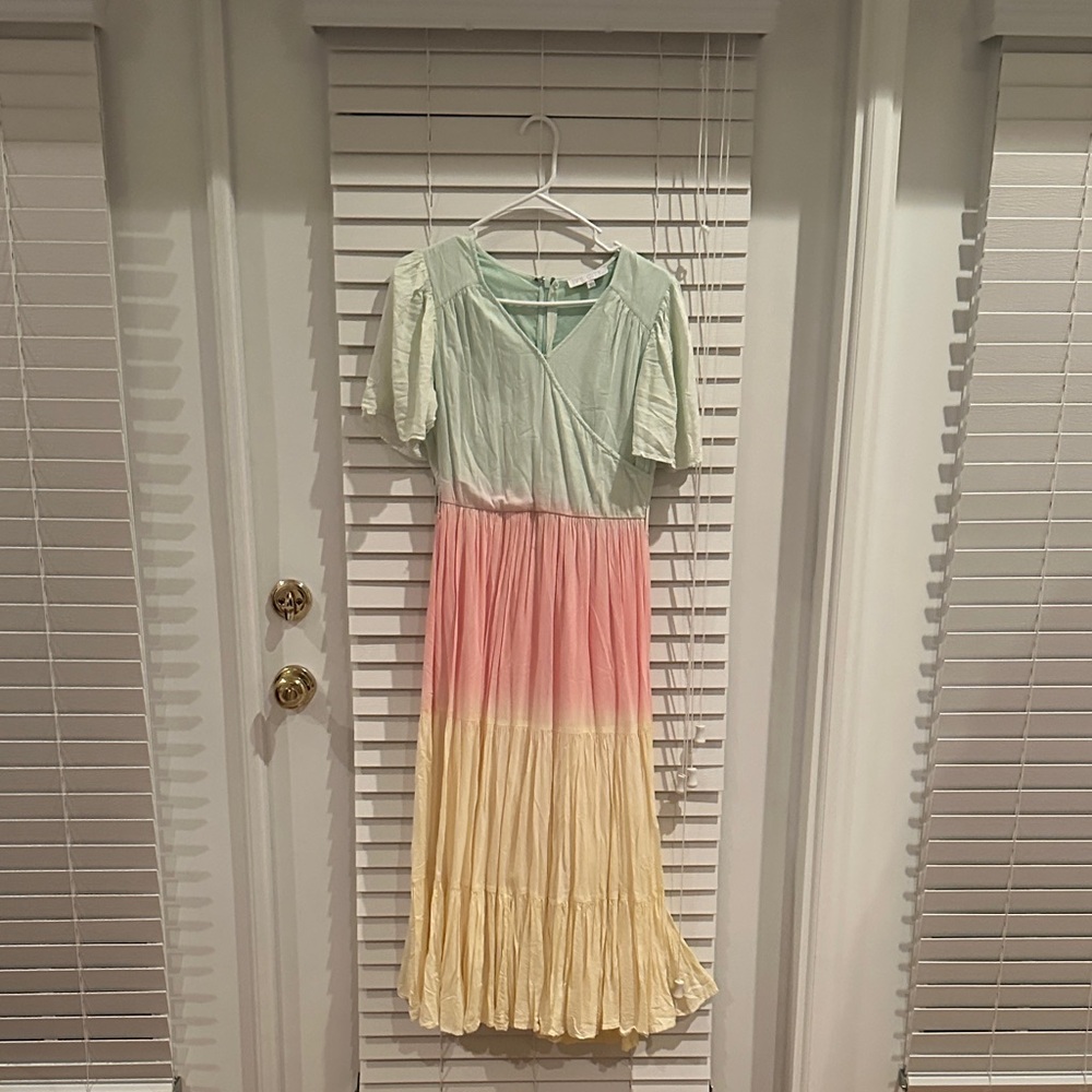 Ivy City Co Mint, Pink, and Yellow Dress